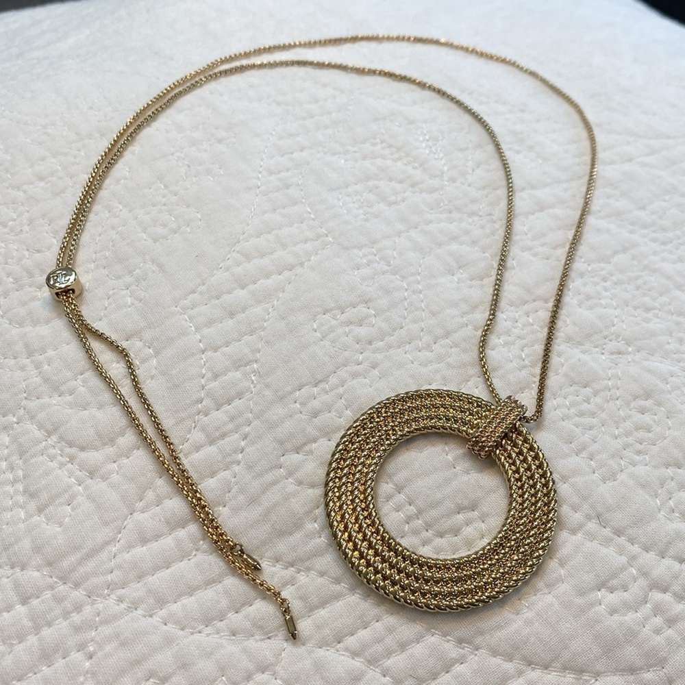 Lauren Ralph Lauren Gold-Tone Rope Multi-Row Open Circle 36” Pendant Necklace